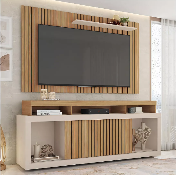 Rack Com Painel Para Tv Até 65 Polegadas Life Marrom Caemmun