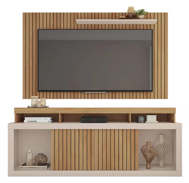 Rack Com Painel Para Tv Até 65 Polegadas Life Marrom Caemmun - Image 2