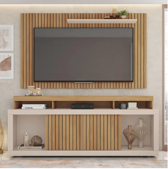 Rack Com Painel Para Tv Até 65 Polegadas Life Marrom Caemmun - Image 3
